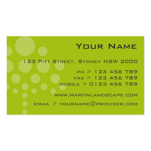 business cards > landscaper  [green : lime] (back side)