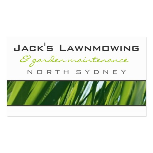 business cards > lawnmowing  [lime : charcoal] (front side)