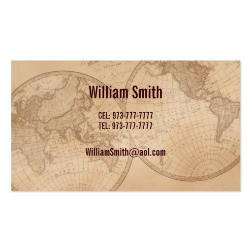 Business Cards old map globe (front side)