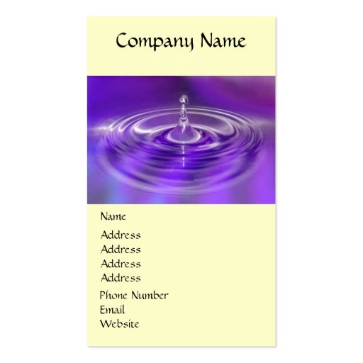 Business Cards - Purple Water Drop (front side)