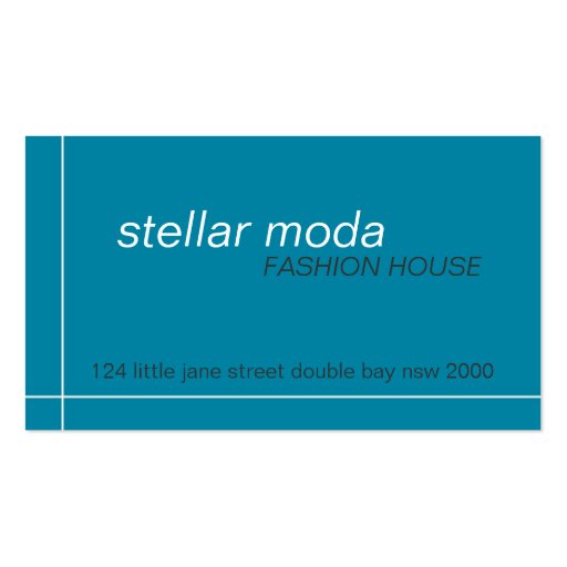 business cards > stellar moda [teal+charcoal] (front side)