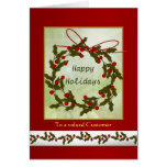 Business Christmas Customers - Holly Wreath Cards