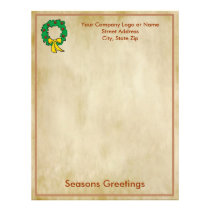 Business Christmas Letter Paper - Wreath Design letterhead
