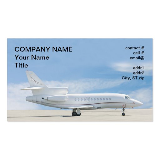 business class jet business card templates (front side)