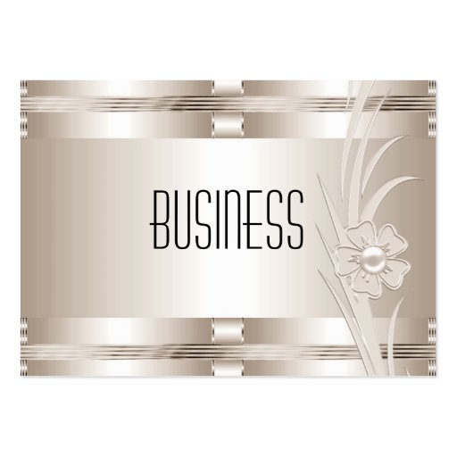 Business Cream Art Deco Floral Business Cards (front side)