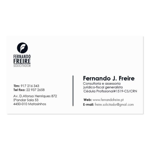 Business Fernando freire Business Card Template (back side)