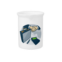 Business Handshake Deal Briefcase Retro Beverage Pitcher