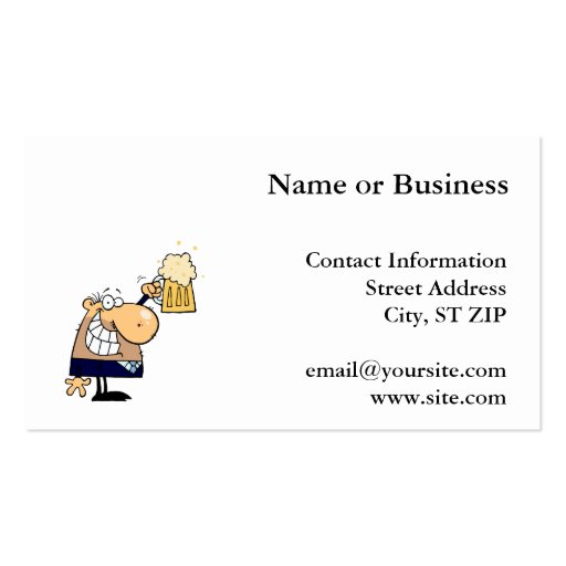 Business Man Drinking Beer Business Card Template