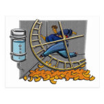 Business man on hamster wheel Postcard postcards