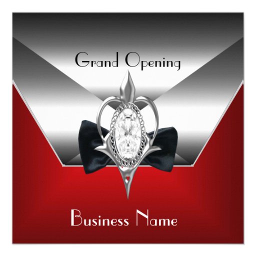 Business Opening red Silver Diamond Jewel Invitation