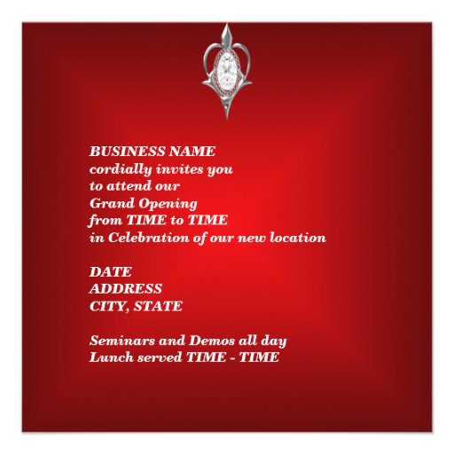 Business Opening red Silver Diamond Jewel Invitation
