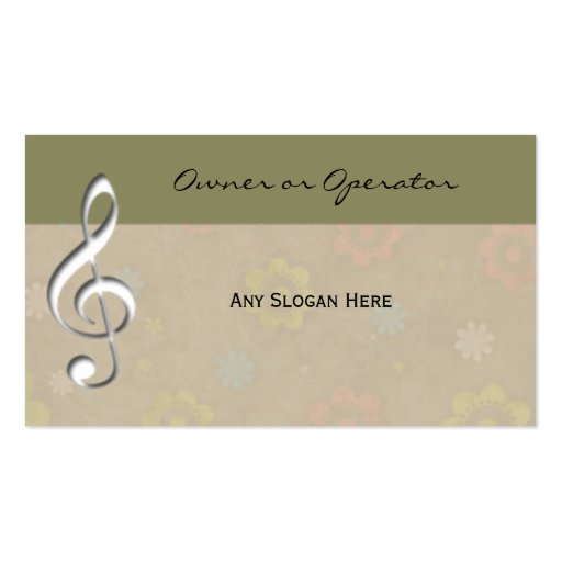 Business or Personal Music Card Business Card Template (back side)