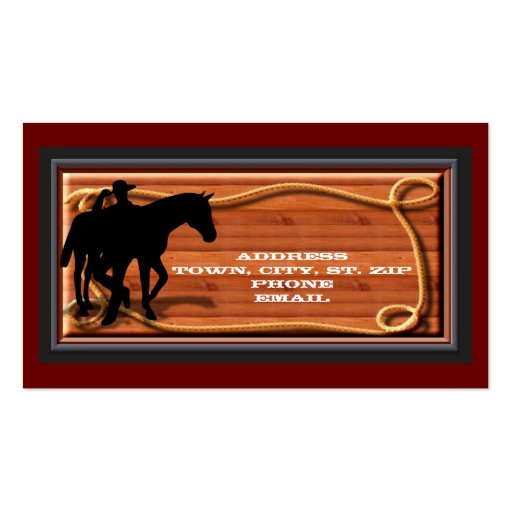 Business, Personal Western Style Card Business Card Template (back side)