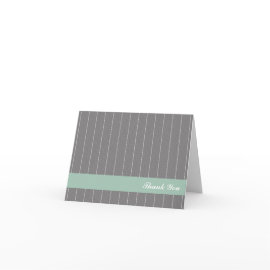 Business pinstripes gray green custom thank you cards