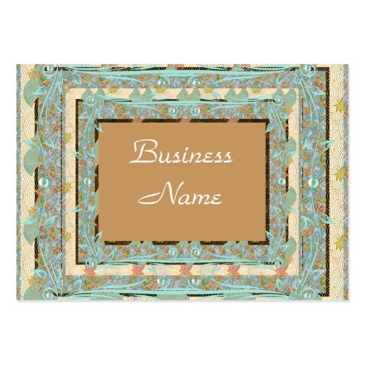 Business Profile Card Vintage Blue Tan Business Cards (front side)