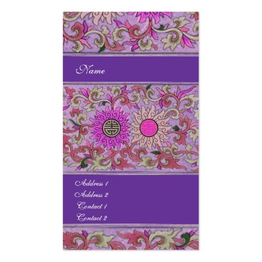 Business Profile Card Vintage Pink Purple Floral Business Card (back side)