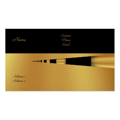 Business Profile Card Yellow Gold Pen Black Business Cards (back side)