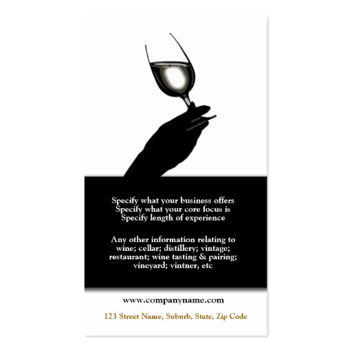 Business profile winemaker sommelier wine business card (back side)