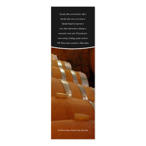 Business profile winery cellar vineyard grape business card templates (back side)