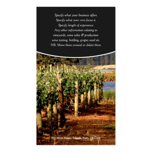 Business profile Winery vineyard grape Business Cards (back side)