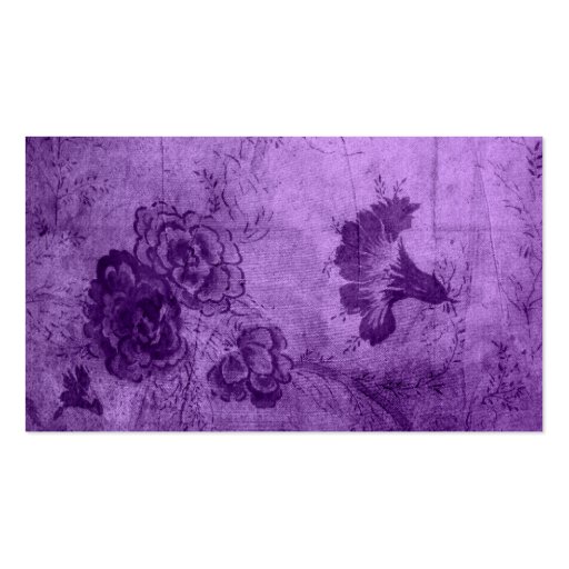 Business Purple Vintage Floral Texture Business Card (back side)