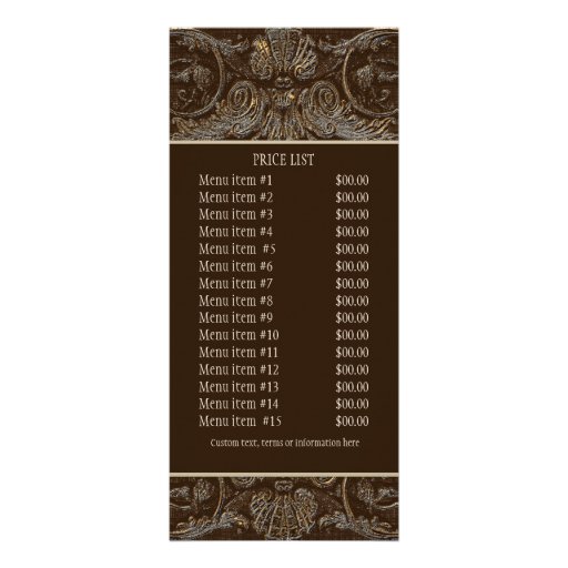 Business Rate Card - Elegant Antiqued Gold Baroque Rack Card Template