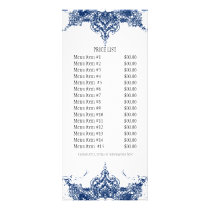 Business Rate Card - Toile Damask Swirl Floral Rack Card Template