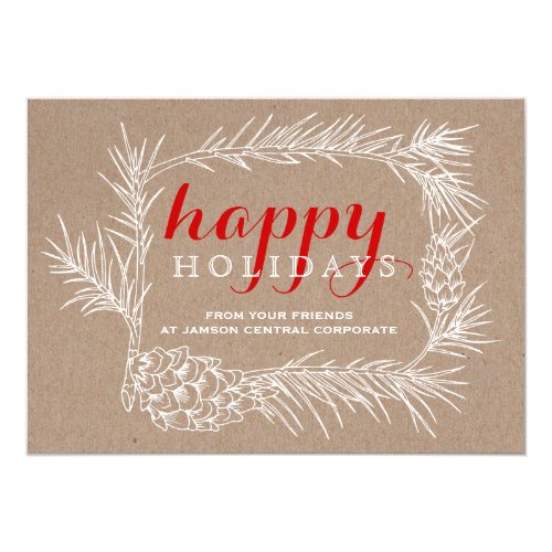 Business Rustic fir branch & cone frame Christmas 5x7 Paper Invitation Card