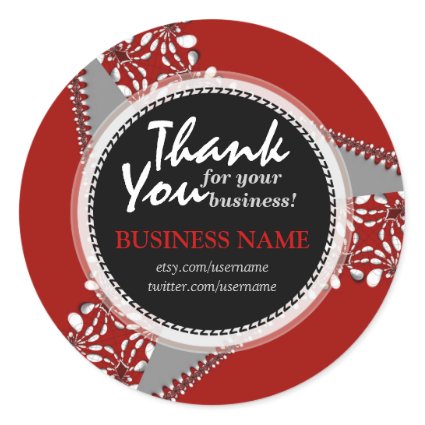 Business Thank You Bold Red + Silver sticker sticker