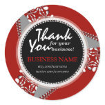 Business Thank You Bold Red   Silver sticker