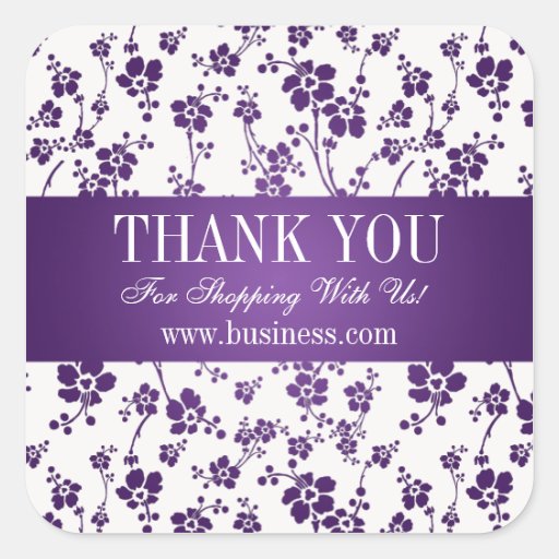 Business Thank You Salon Floral Purple Square Sticker Zazzle