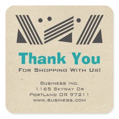 Business Thank You Vintage Paper Design Blue sticker