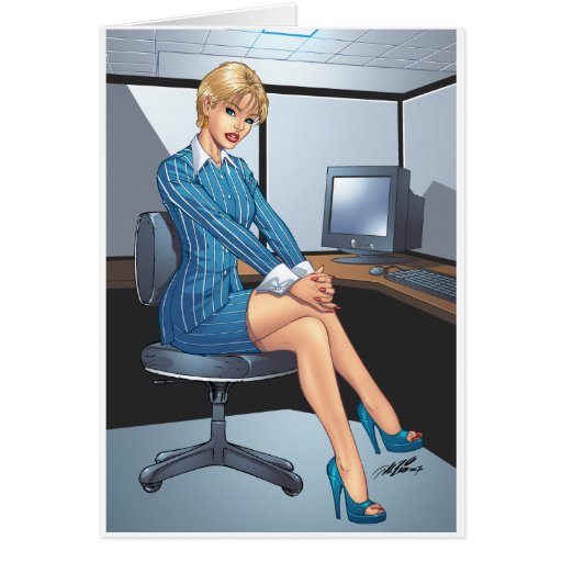 Business Woman, Career Girl Sexy Pinup by Al Rio Cards