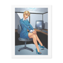 Business Woman, Career Girl Sexy Pinup by Al Rio Postcard