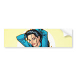 Business Woman Pulling Her Hair Up and Ready to Go Bumper Stickers