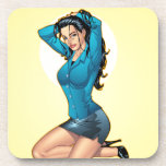 Business Woman Pulling Her Hair Up and Ready to Go Coaster