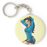 Business Woman Pulling Her Hair Up and Ready to Go Key Chain