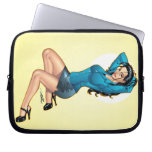 Business Woman Pulling Her Hair Up and Ready to Go Laptop Sleeve