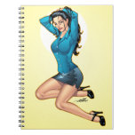 Business Woman Pulling Her Hair Up and Ready to Go Spiral Note Book