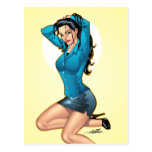 Business Woman Pulling Her Hair Up and Ready to Go Postcards