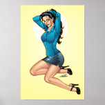 Business Woman Pulling Her Hair Up and Ready to Go Posters