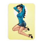 Business Woman Pulling Her Hair Up and Ready to Go Vinyl Magnets