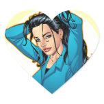 Business Woman Pulling Her Hair Up and Ready to Go Heart Sticker