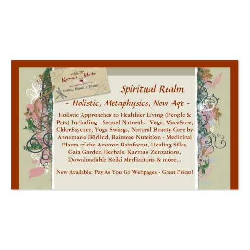 BusinessCard, Spiritual Realm, ~ Holistic, Meta... Business Card Template (front side)