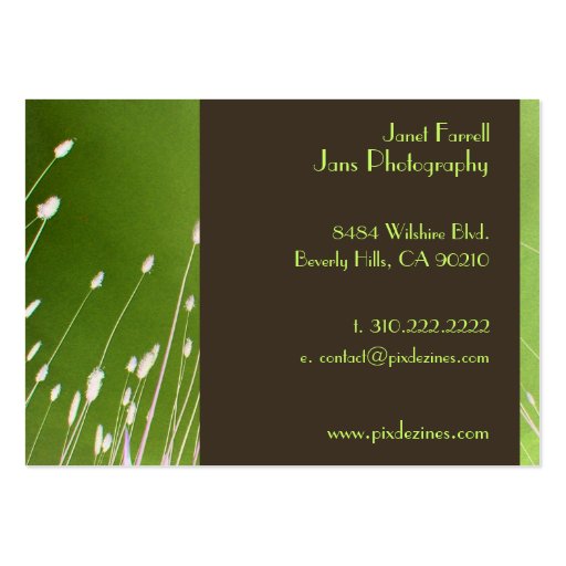 Businesscards template, wheat grass business card template (back side)