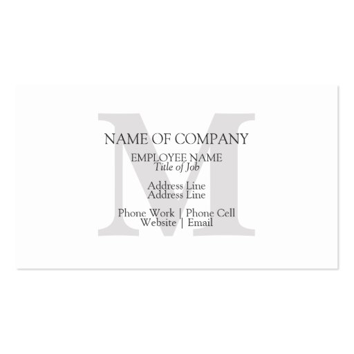 BusinessCards With Monograms  Profile Cards Business Card Template (front side)
