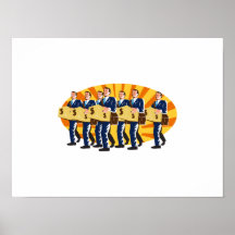 Businessman Banker Worker Carry Money Box Retro Posters