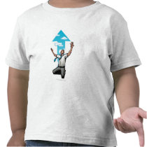 Businessman kneeling, arrow sign in the background tee shirt