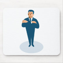 businessman secret agent arms crossed mouse pad