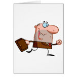 Businessman Walks With Briefcase Cards